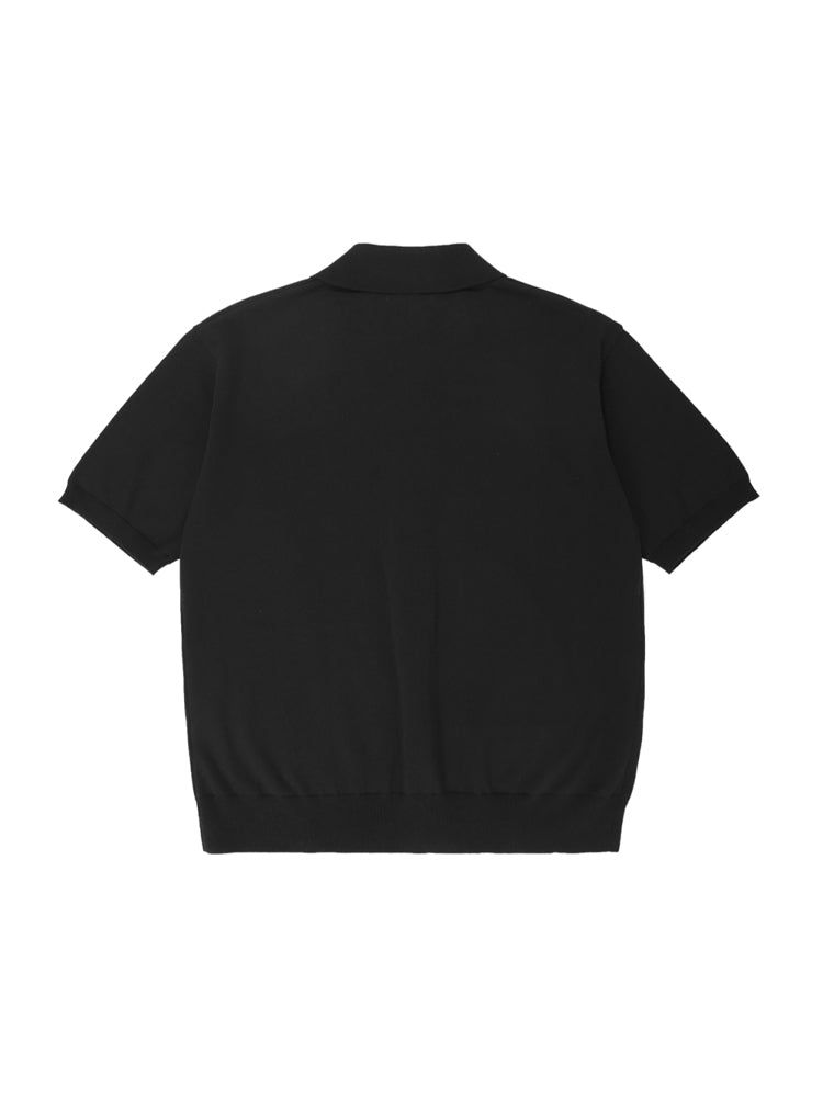 T1015 OPEN SHORT-SLEEVED KNIT_BLACK