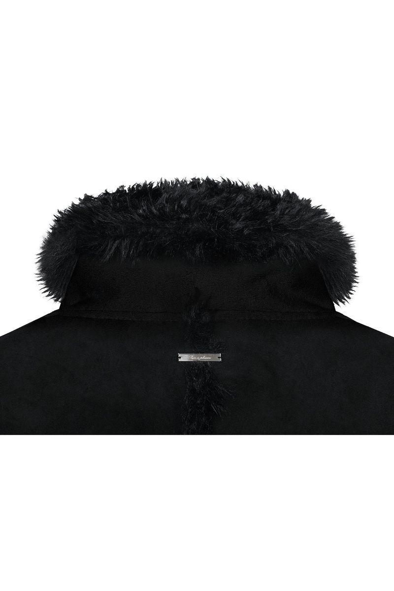 LUNA BELTED SHEARLING JACKET black