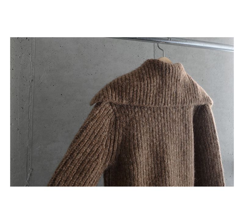Earl grey alpaca cardigan (muffler set)