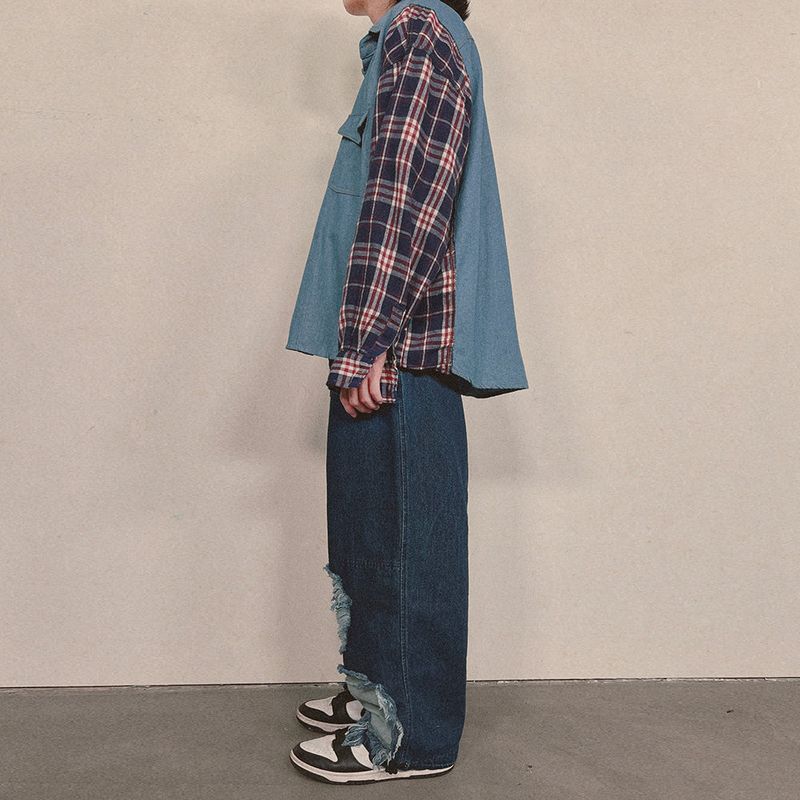 bleach denim pants_blue