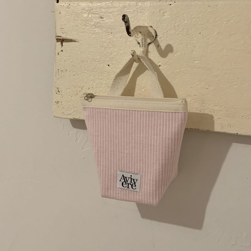 classic pouch_stripe handle pink