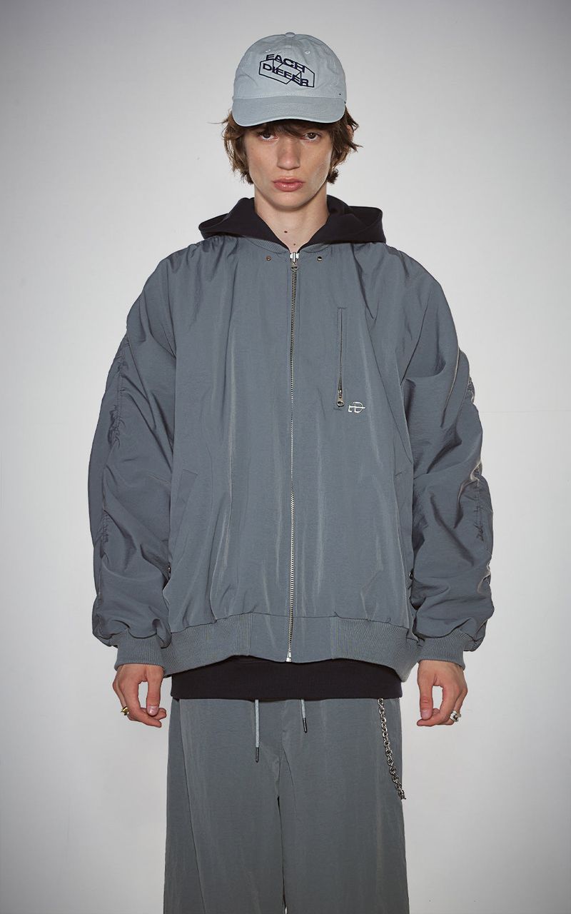 SHIRRING SLEEVED MA-1_GRAY