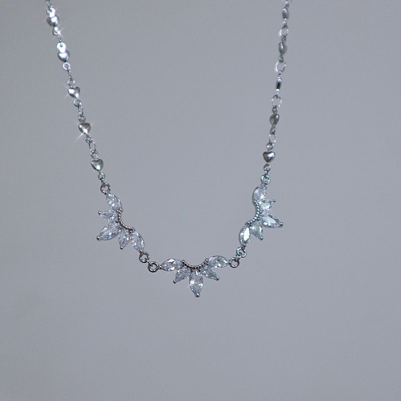 crystal crown heart chain necklace