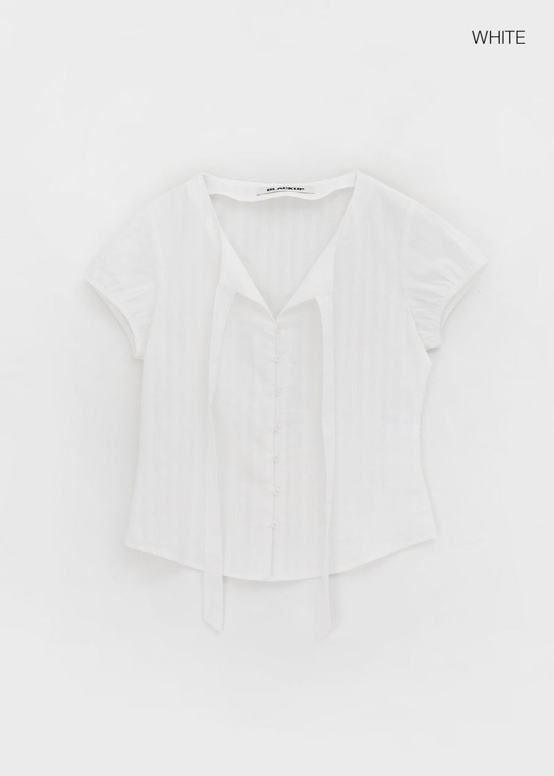 [MADE] Rouer Tie Short-Sleeve Blouse