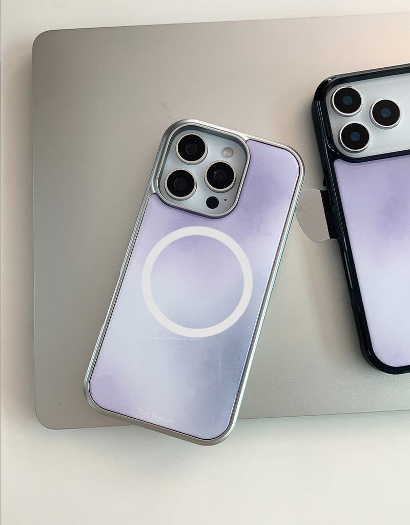  [MADE]ミスティラベンダー シルバー エポキシ MagSafeバンパー iPhoneケース