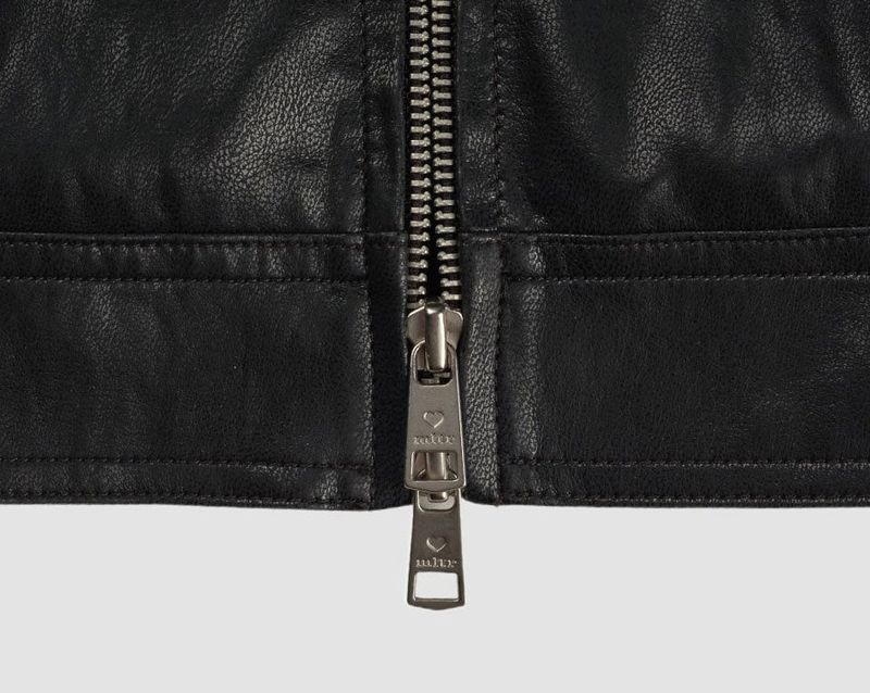 CROP LEATHER[FAUX] JACKET (BLACK)