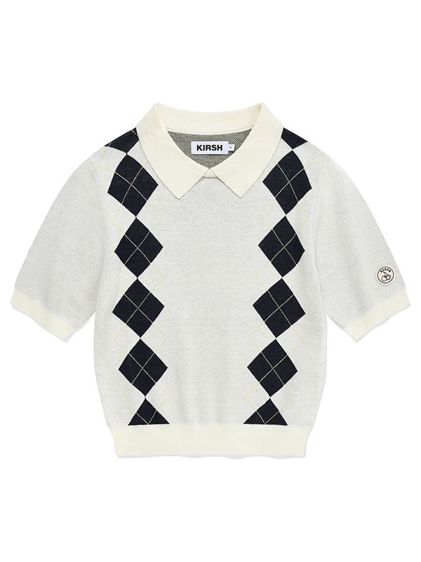 KIRSH（キルシー）の「ARGYLE PATTERN SHORT SLEEVE KNIT [IVORY]（Tops）」