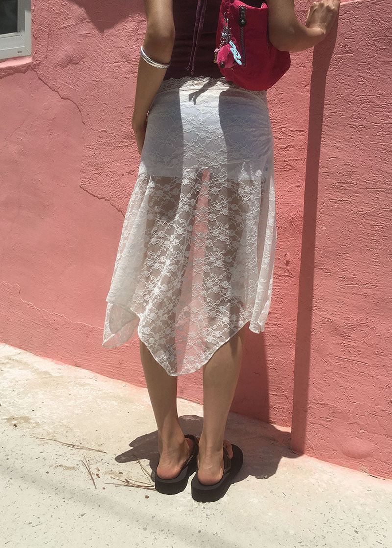 LACE SHIRRING SKIRT
