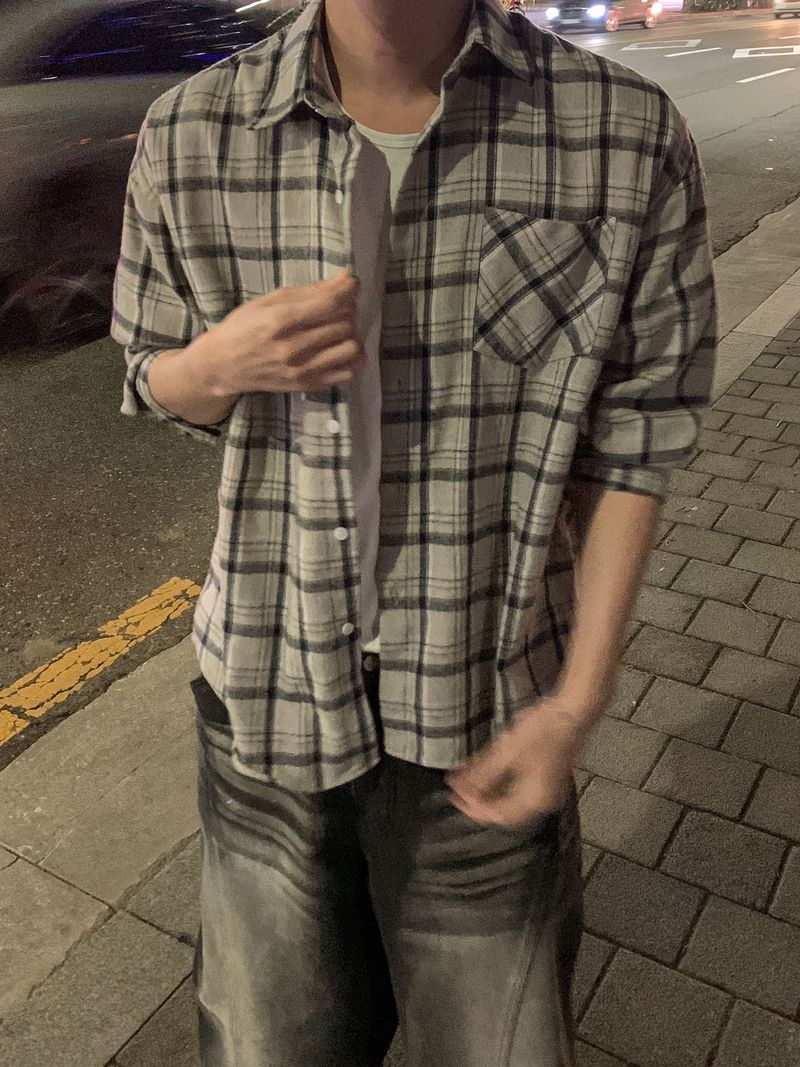 스즈메 체크 셔츠