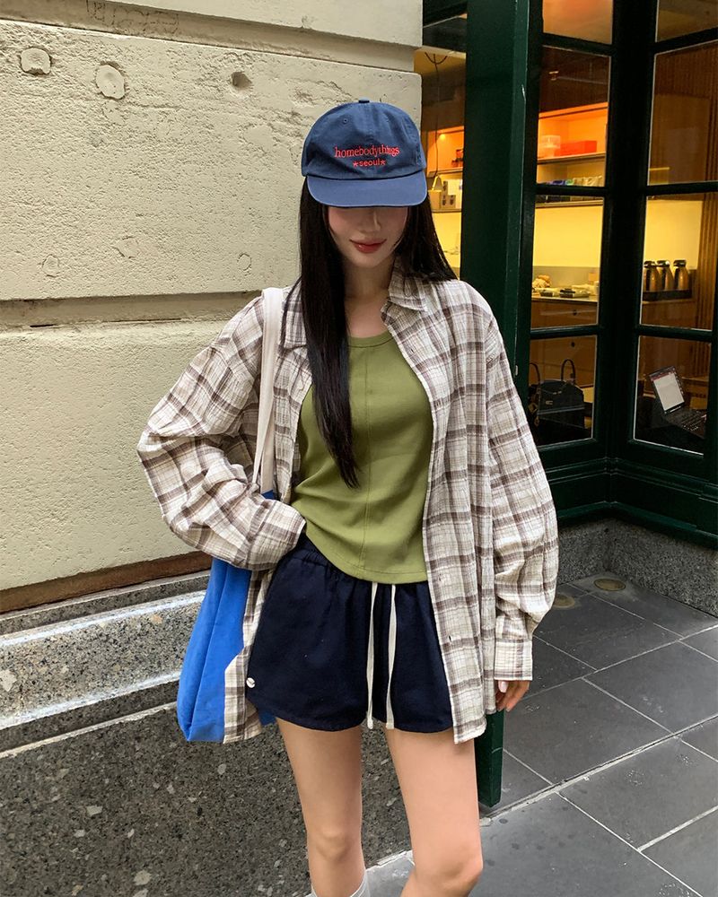 [ORIGINAL] Curry Summer Check Oversized Shirt