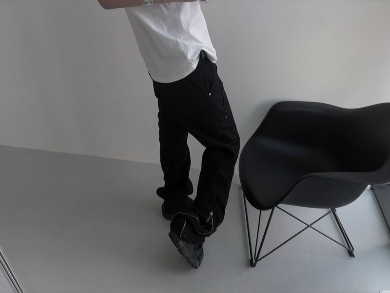 [unisex] back zipper cutting baggy pants 