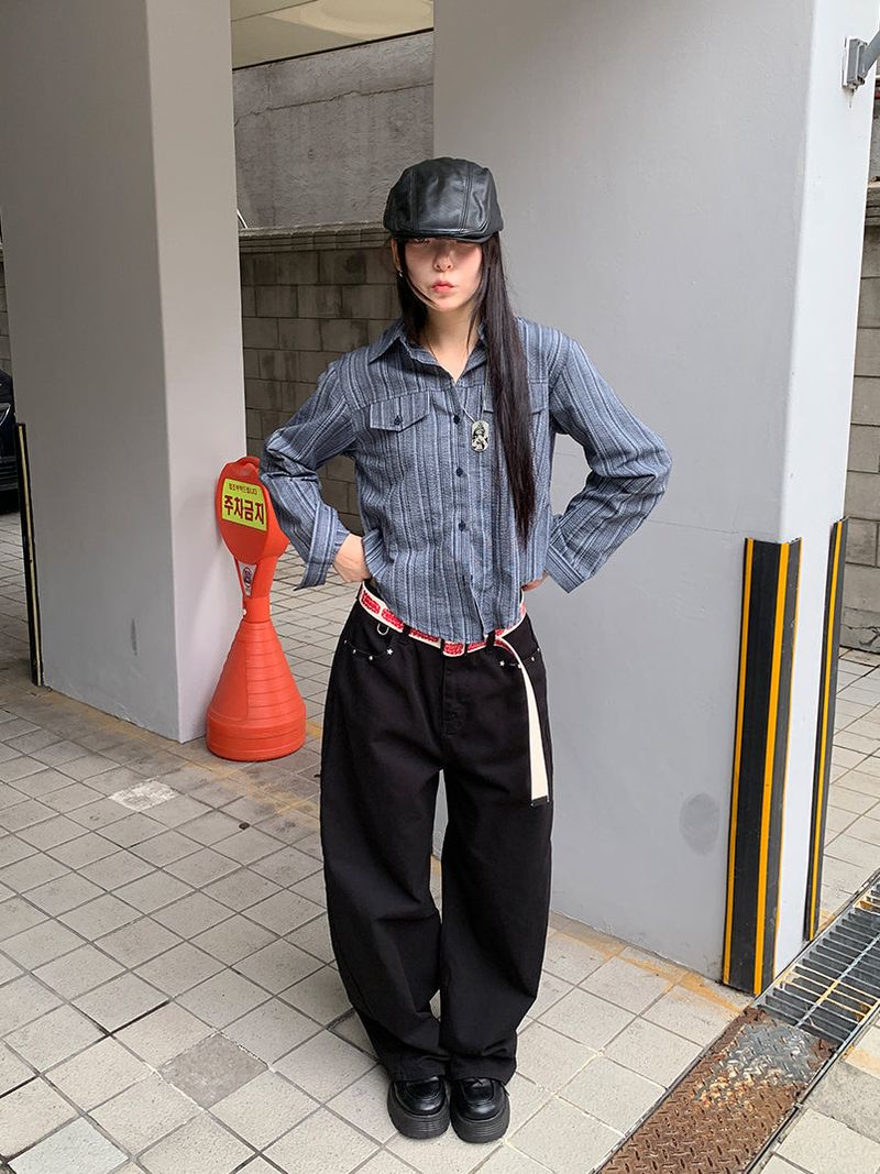STUD FLAP COTTON JEANS