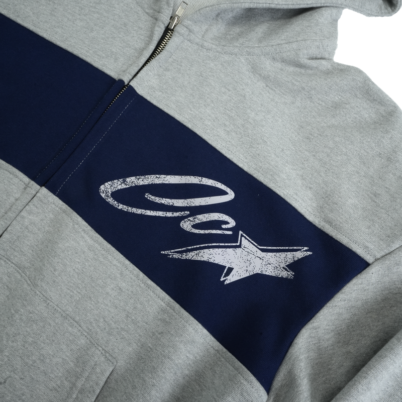 STAR LOGO HOODIE ZIP-UP GREY