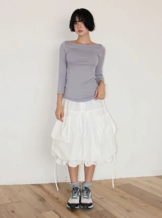 TENCEL BOAT-NECK SLIM TEE