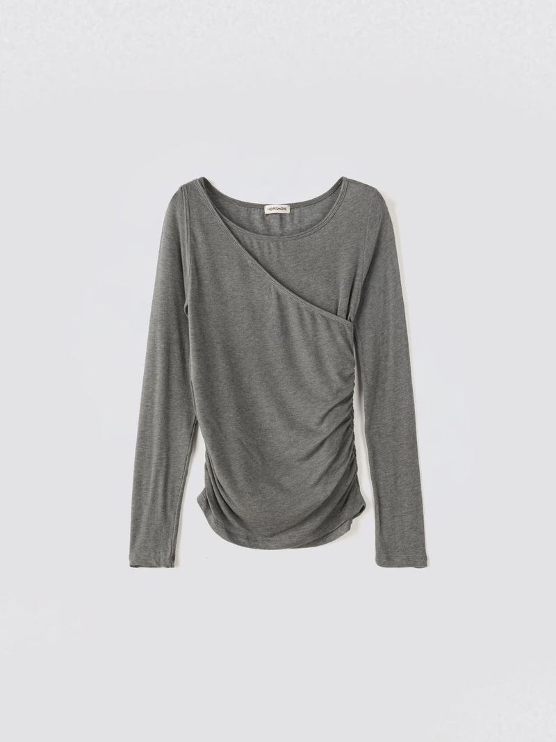 HOPESMORE(ホープスモア)の「Shirring Layered Tee_Grey(Tops)」