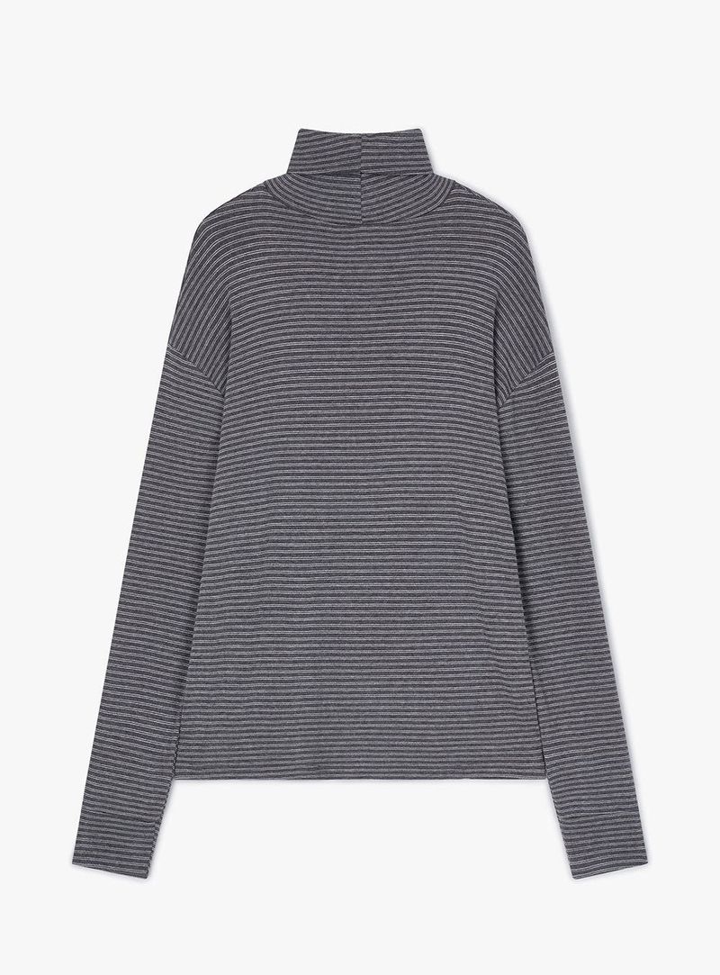 STRIPE TURTLE NECK LONG SLEEVE (GREY)