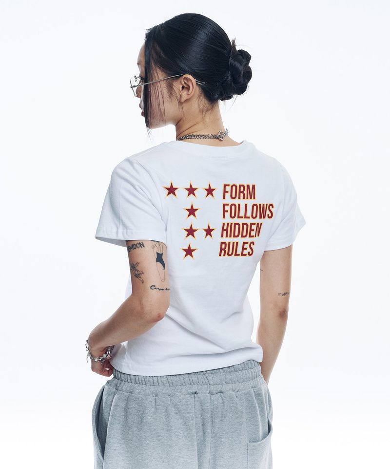 Star lettering cropped T-shirt - White