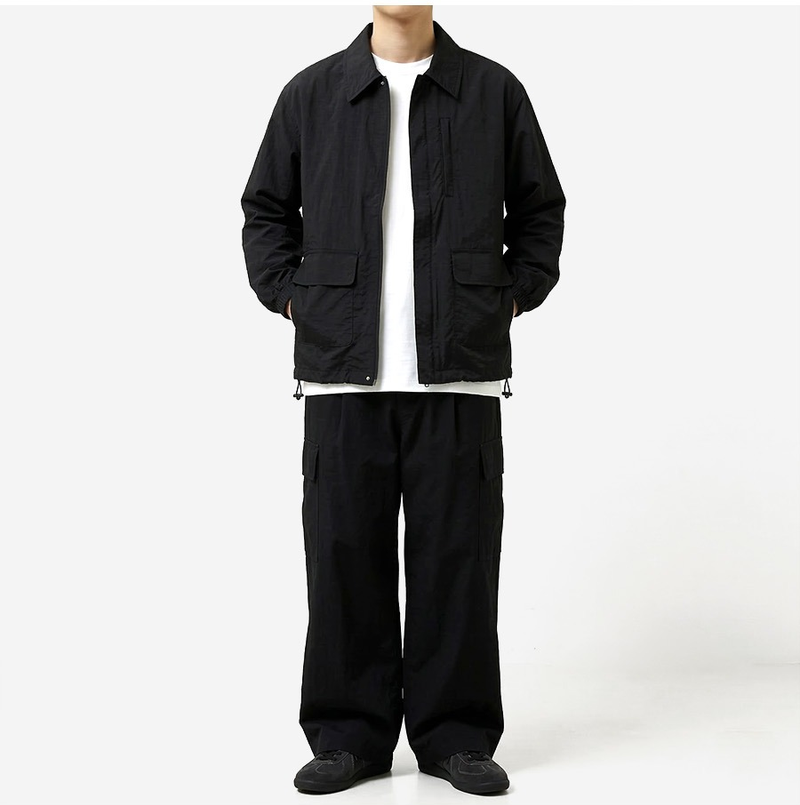 Lightweight Collared Windbreaker Black