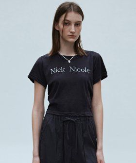 NICOLE PINTUCK CROP TEE_COBALT BLUE
