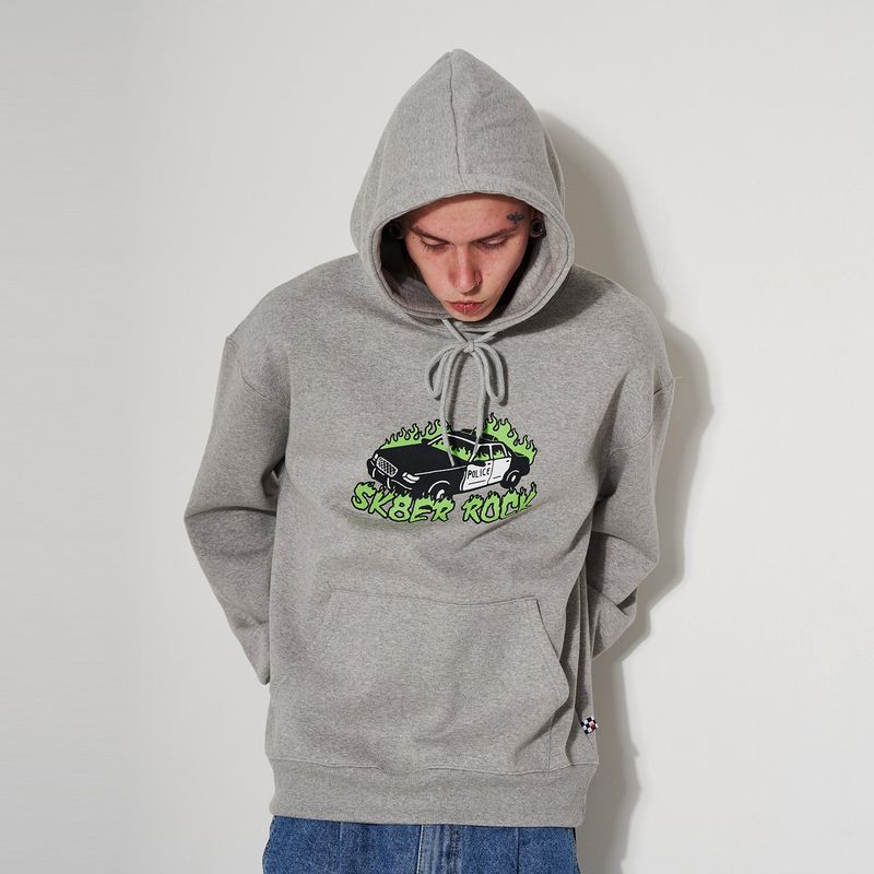 BURNING CAR HOODIE GRAY