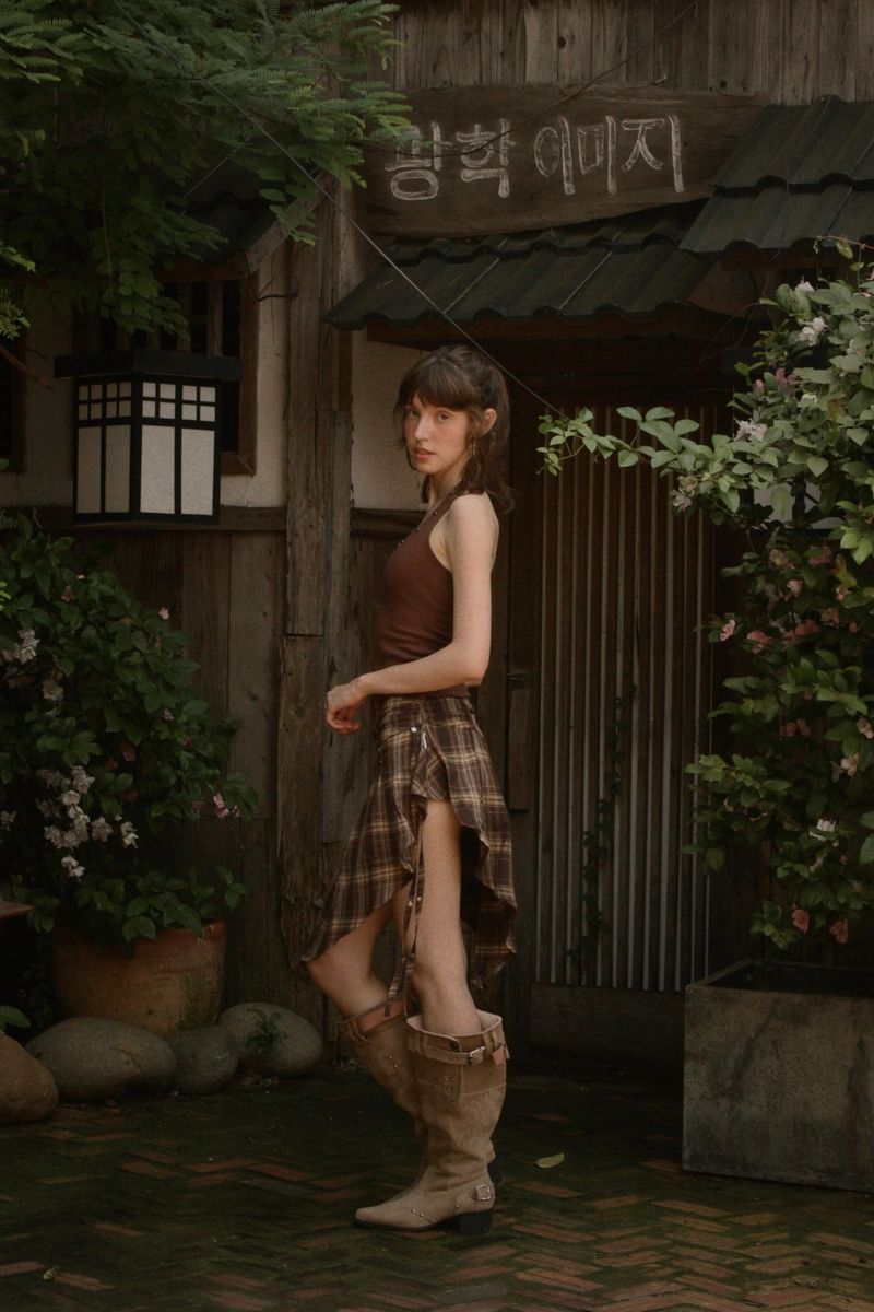 19DEGREES（19ディグリーズ）の「Offbeat Check skirt（Skirts）」