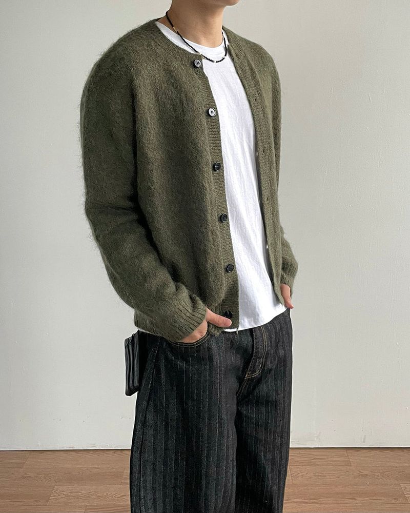 Hairy Wool crop Knit Cardigan