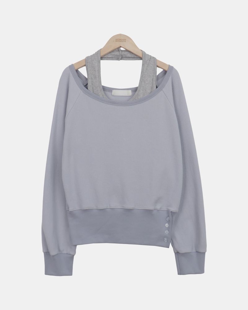 Mendi Waffle Layered Sweatshirt