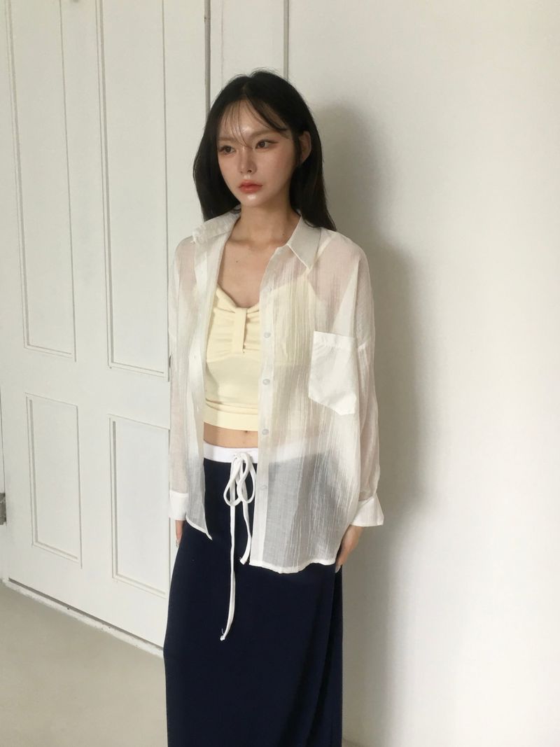 Airy Shell See-Through Shirt (7c)
