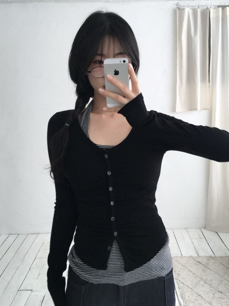 Shirring Slim Cardigan