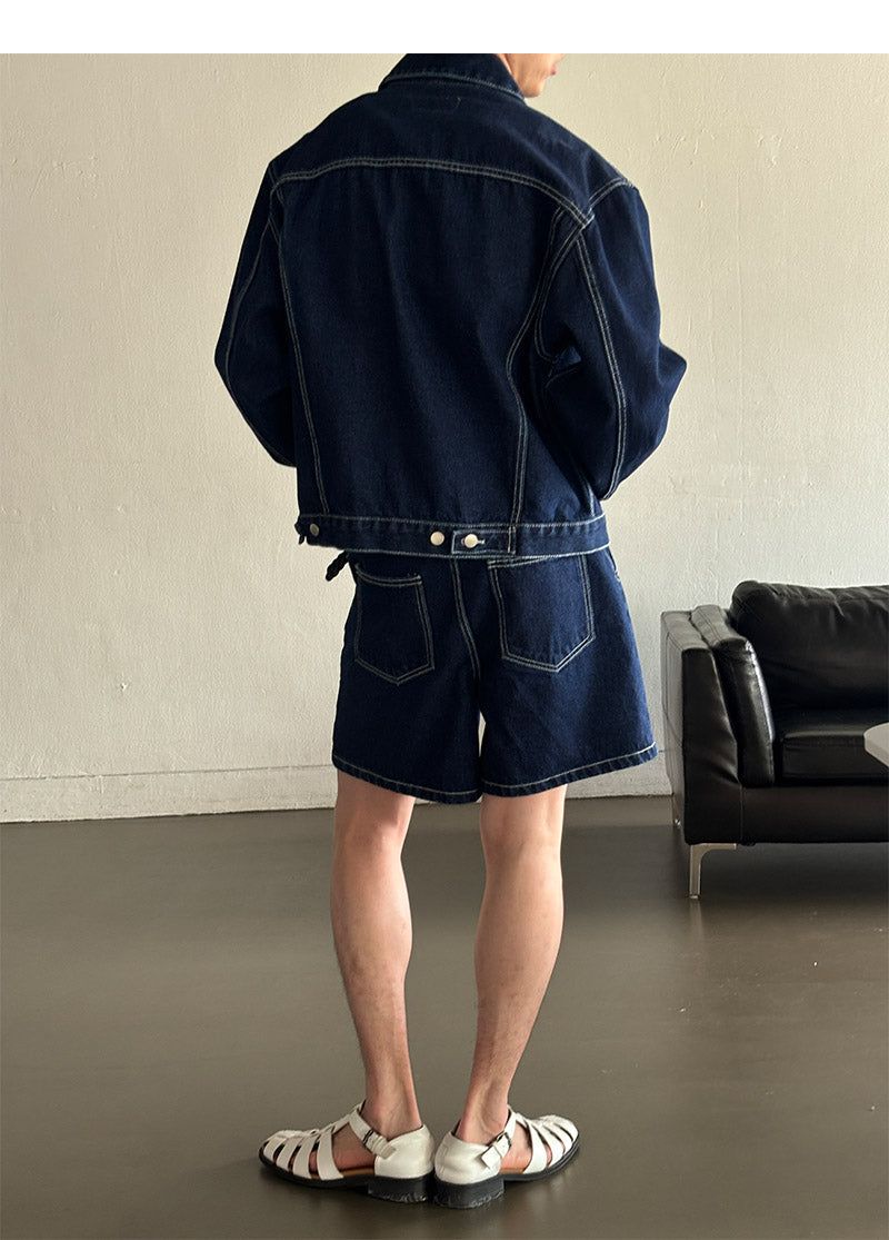 [SET UP] ステッチクロップデニムトラッカージャケット(2color)