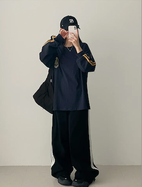 Enz Side Track Line Wide Pants
