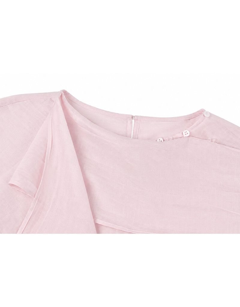 Rosien Drape Detachable Tie Blouse Pink