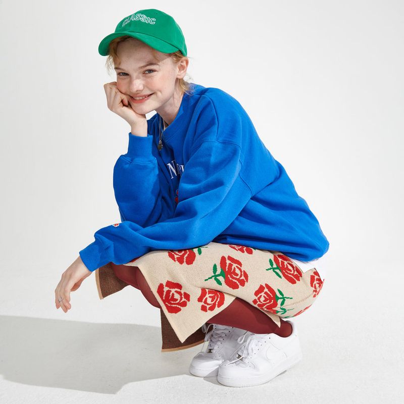 Rose pattern Knit Skirt [Beige]