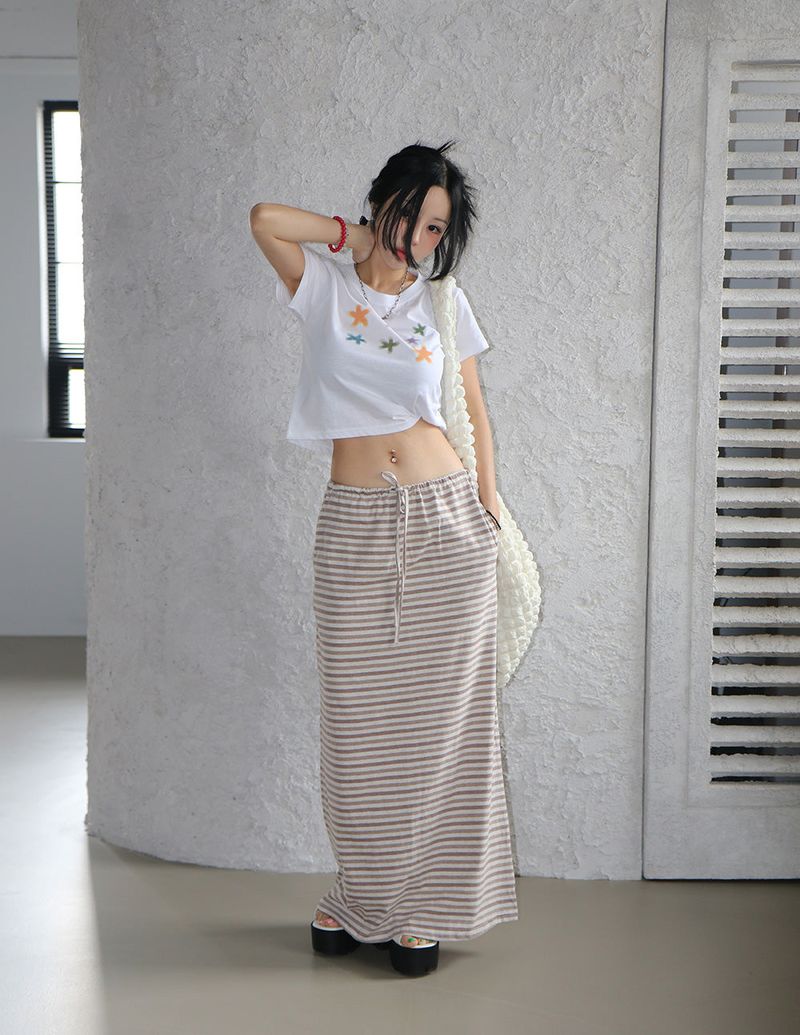 Delight-J（ディライトジェイ）の「Stripe Juri Maxi Long Skirt（Skirts）」