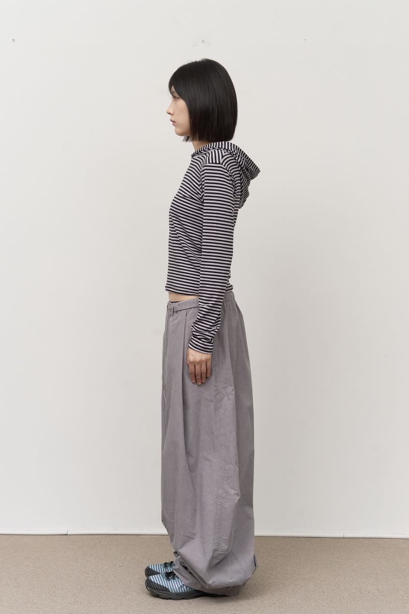 (W) Mee Striped Hooded Top