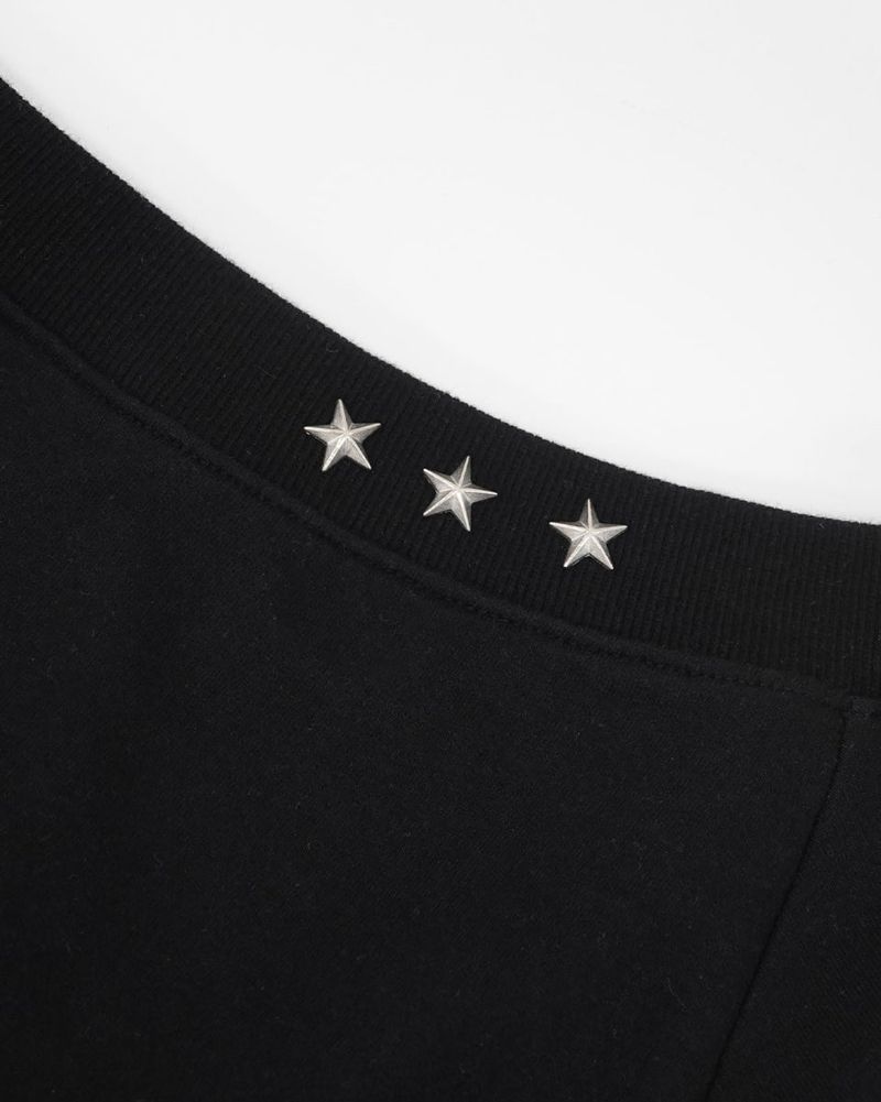 Studded One-shoulder Sweatshirt Black