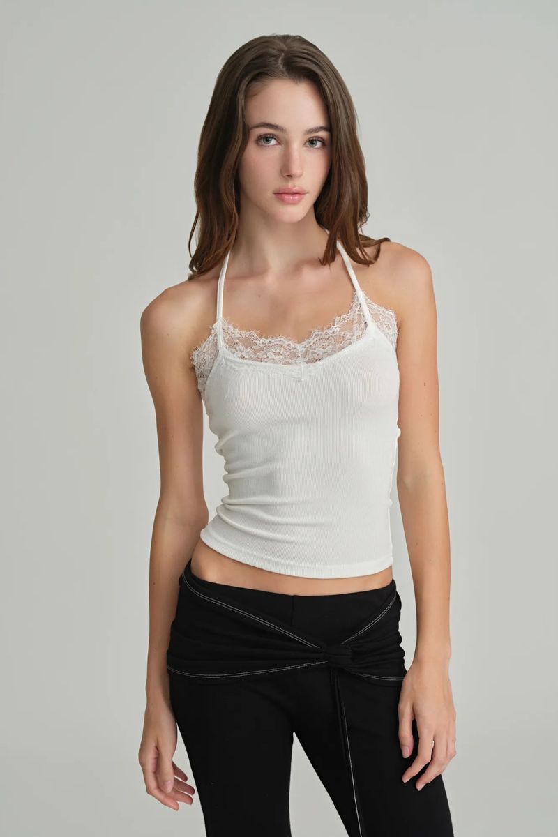 Cream donuts halter tank top, White