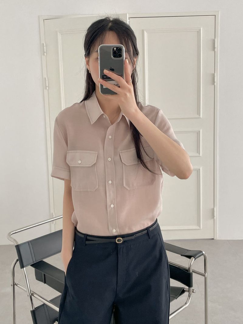 INCHANT ME(インチャントミー)の「Pocket Organza See-through Short Sleeve Shirt(Tops)」
