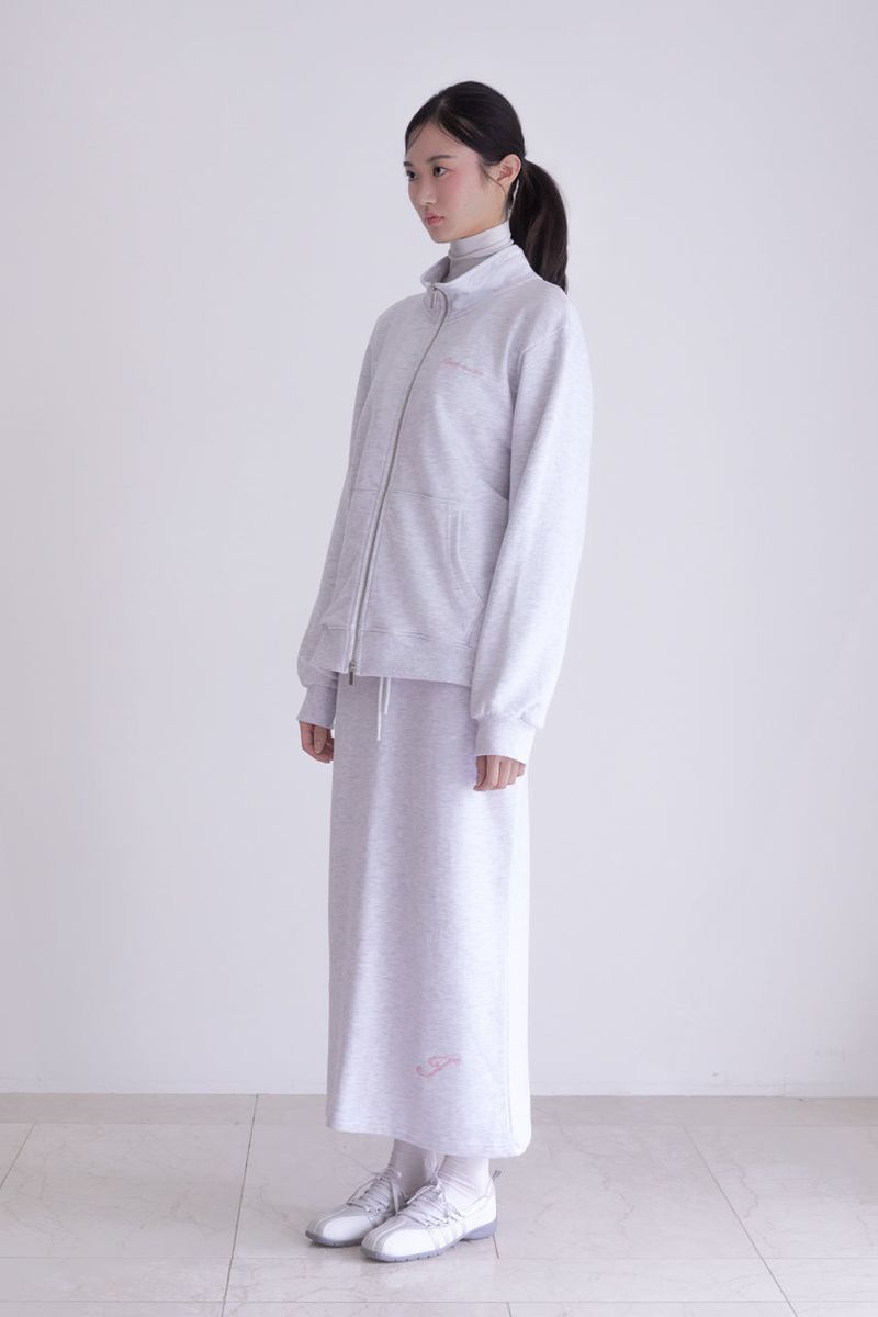 Lettering half neck two-way zip-up (W-MELANGE)
