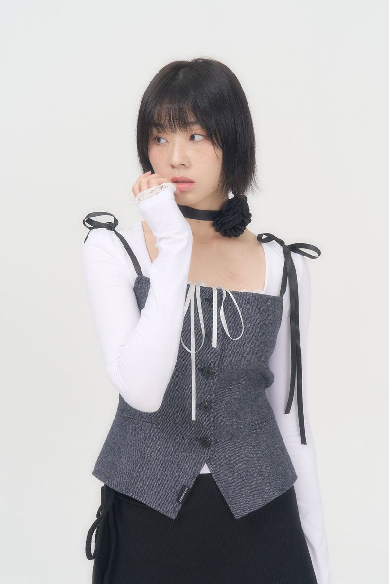RIBBON BUTTON TOP (BLUE)