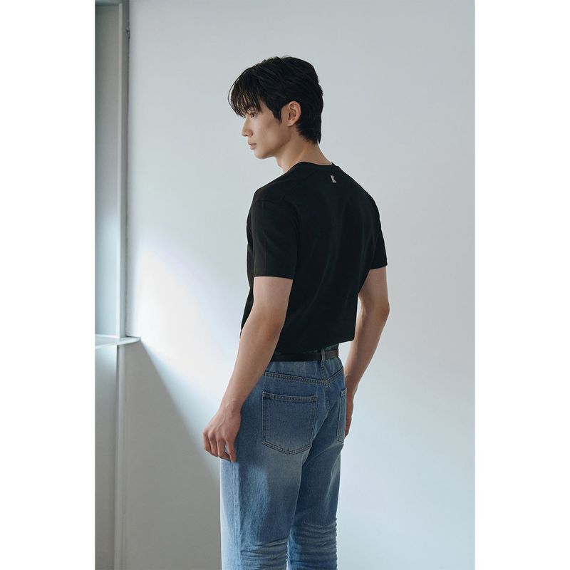 [Muscle fit] Cool curve half t-shirts(Black)