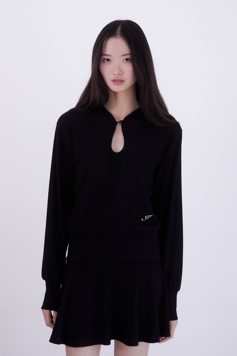 Knit mini flare skirt (BLACK)