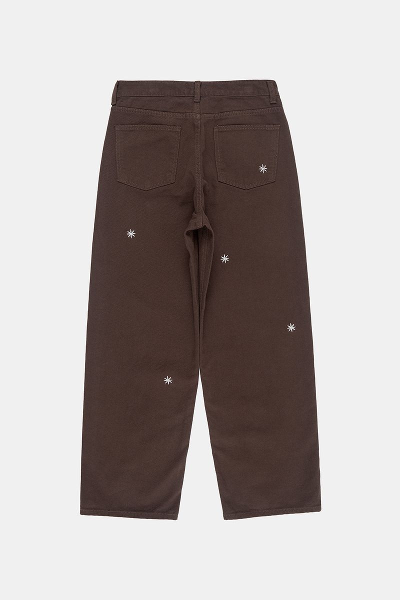 Snow embroidery wide cotton pants