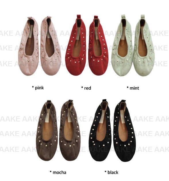 STUD SUEDE BALLET FLAT