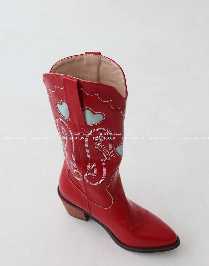 1:1 Custom Order Red Heart Western Boots