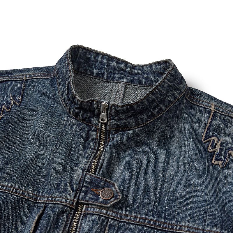 Mounted denim short jacket / Vintage blue