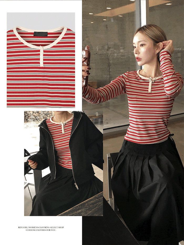 RITCORE(リットコア)の「Very Striped Button Long Sleeve (3c)(Tops)」