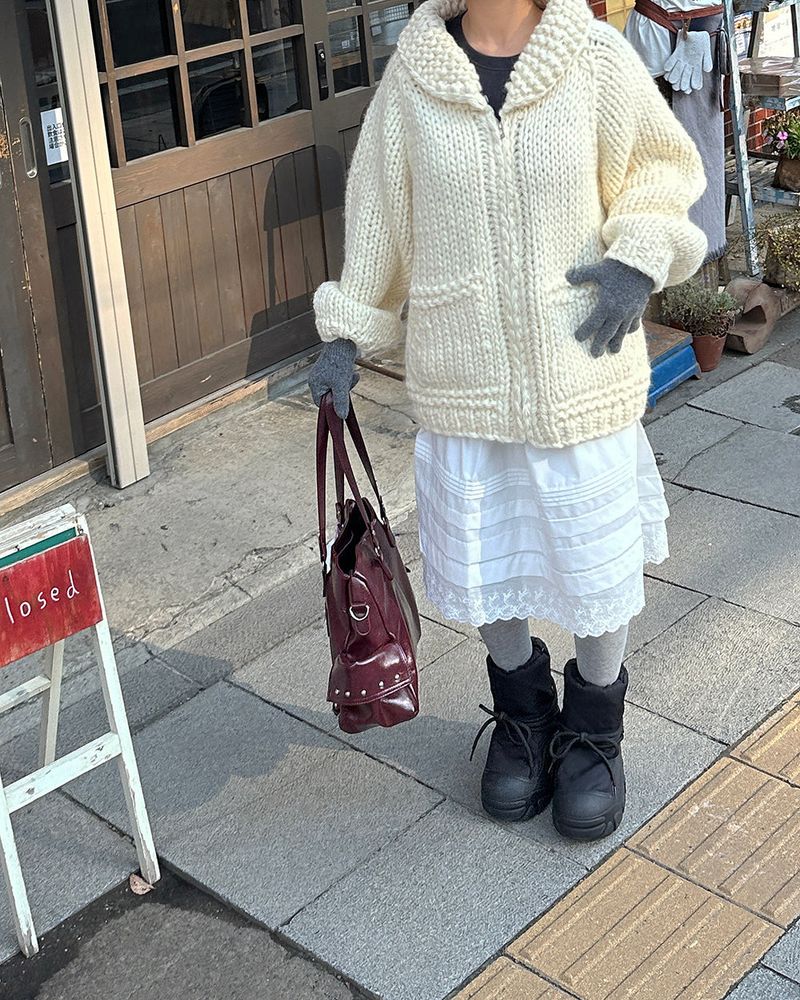 wool knit finger gloves