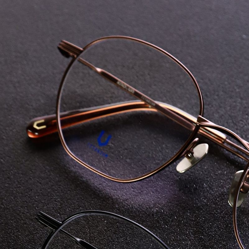 Knouun Round titanium glasses CODE. 101. A PinkBrown