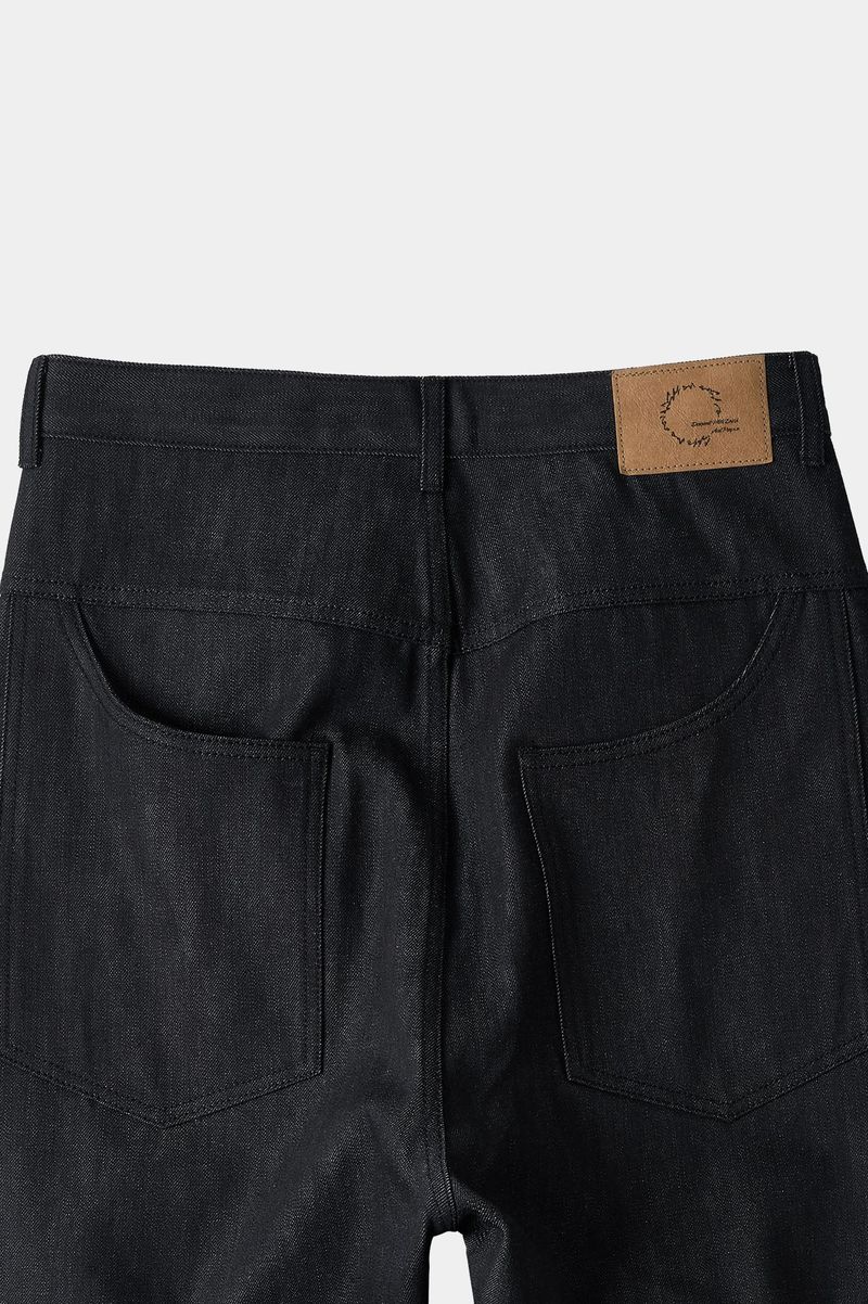 Natural High Waist Baggy Fit Denim Pants (Black)